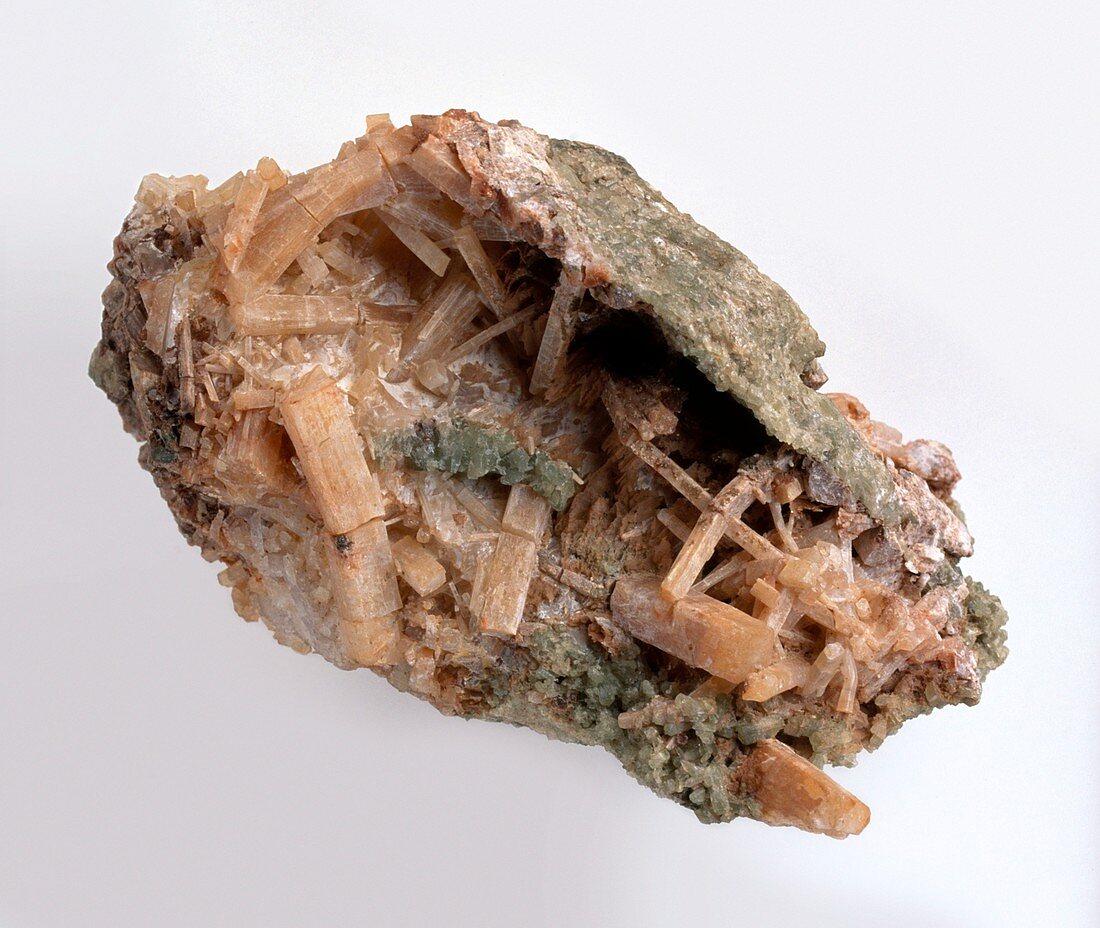 Scapolite crystals in rock groundmass