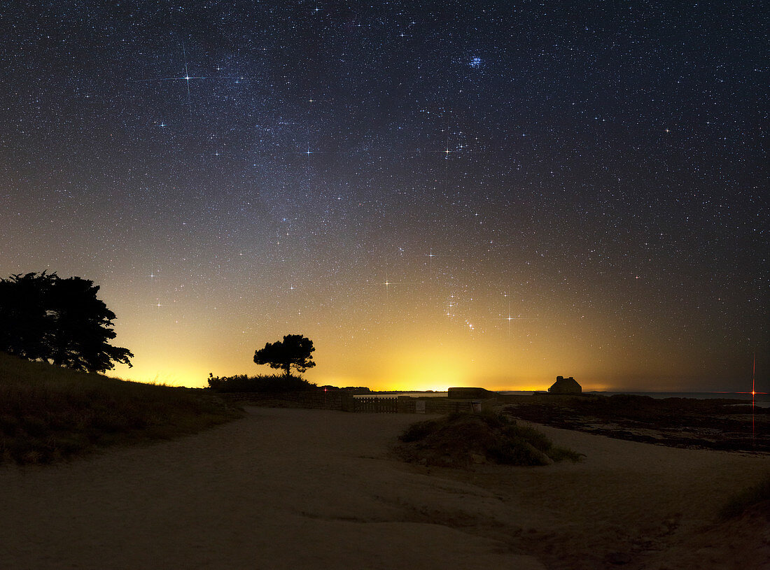 Night sky over coastal sands