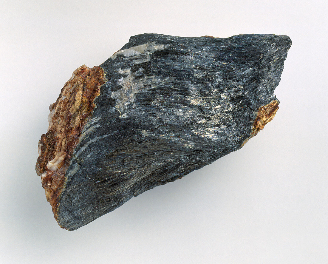 Jamesonite in rock groundmass,close-up