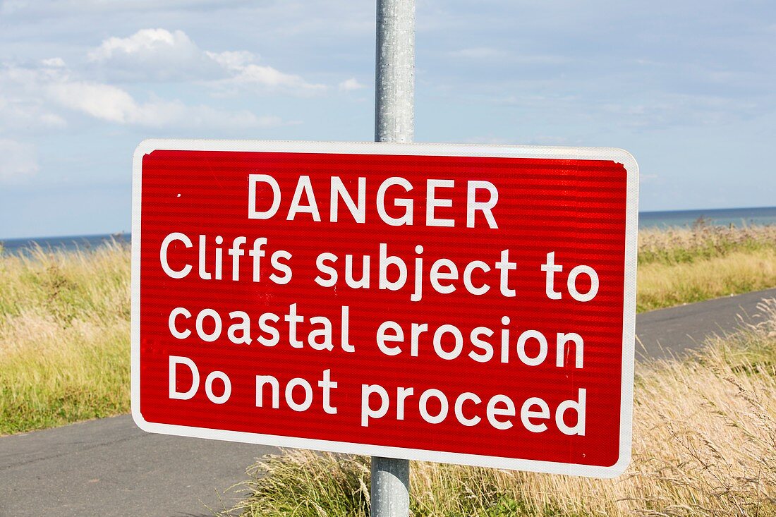 A collapsed coastal road near Aldbrough