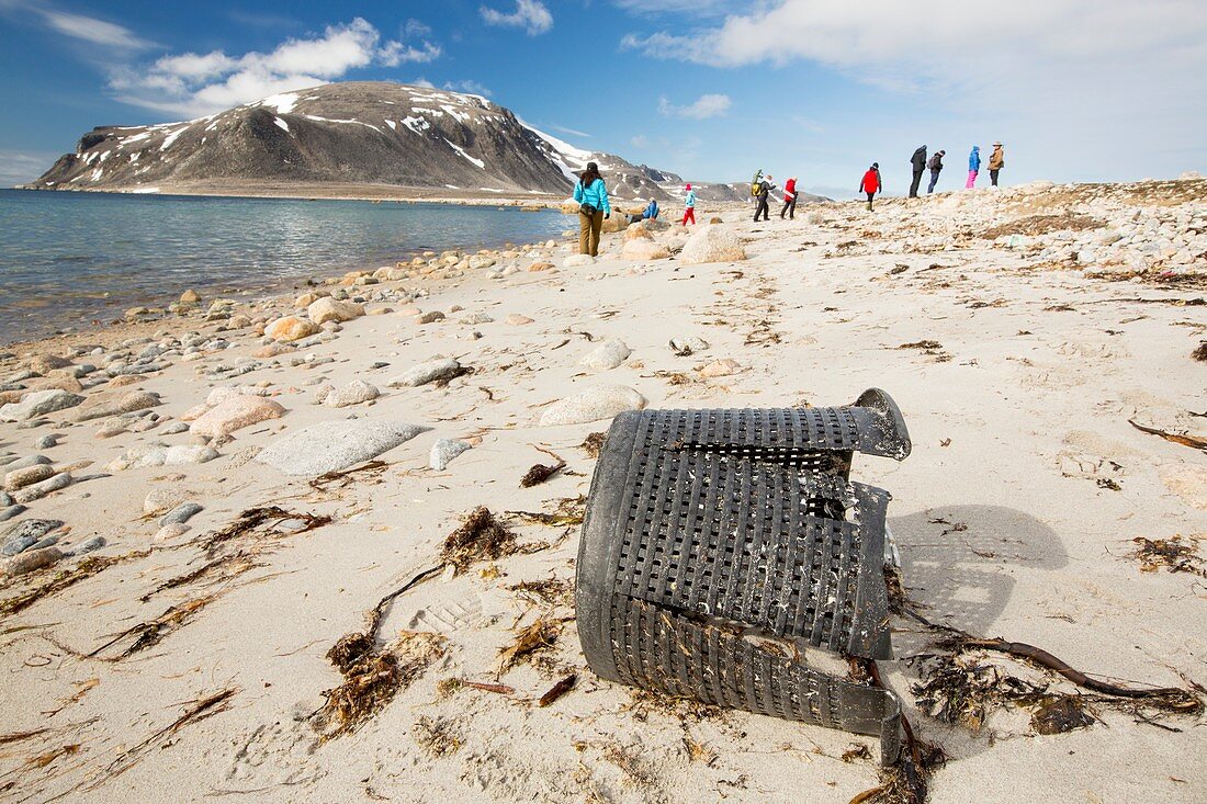 Plastic rubbish on a remote beach