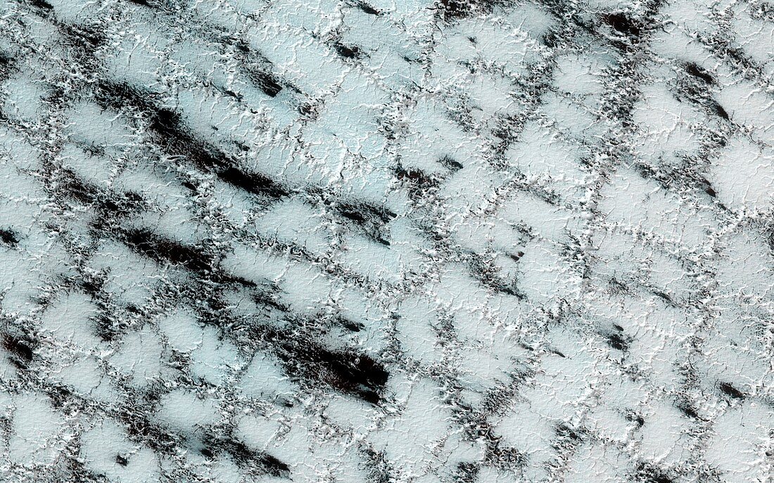 Ice sublimation on Mars,satellite image