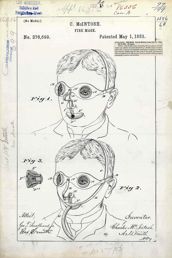 Fire mask patent,1883