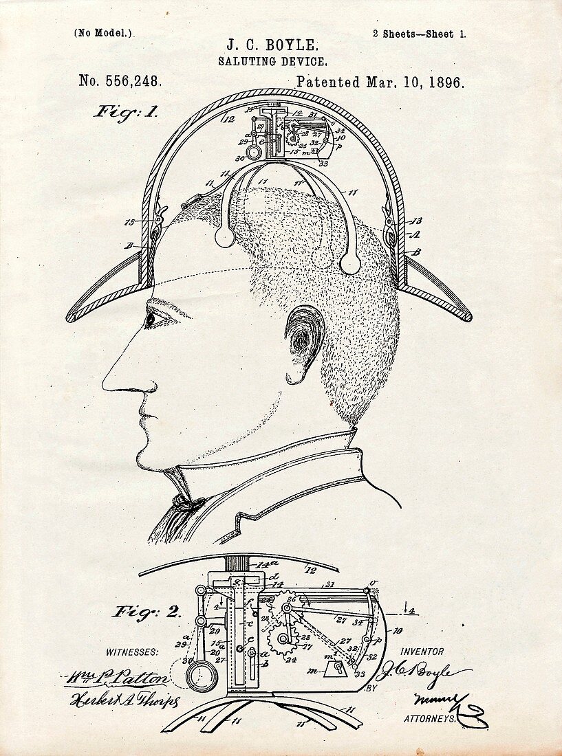 Saluting hat patent,1896