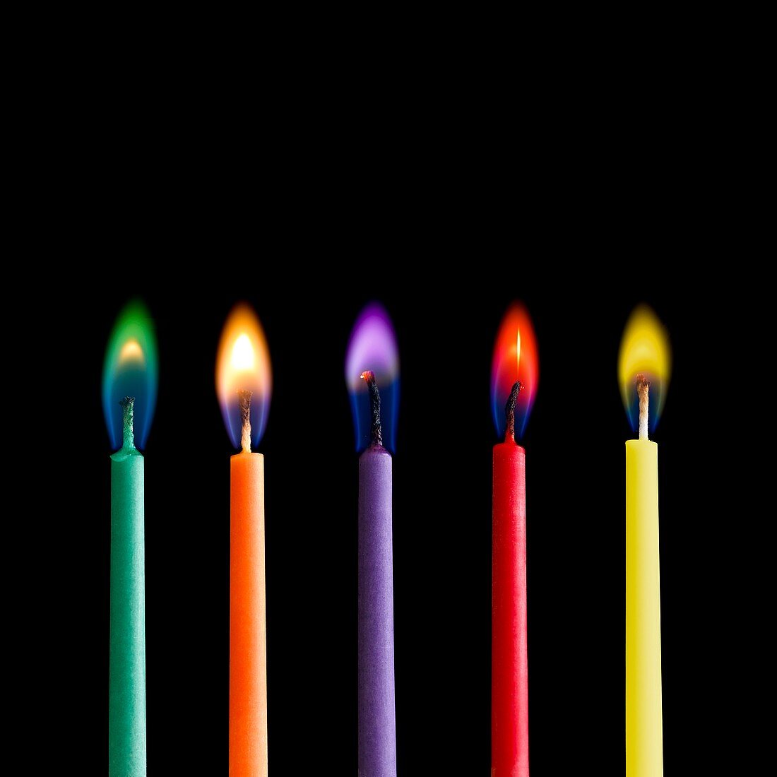 Coloured candle flames