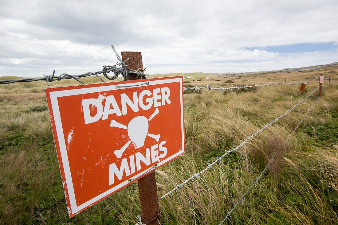 A warning sign about mines