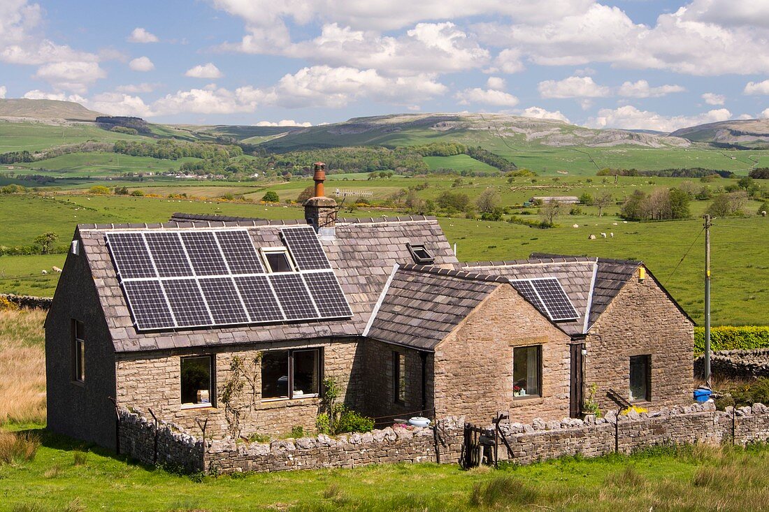 A remote house with solar panels