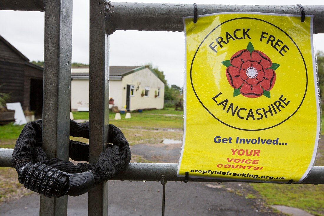 A protest banner against fracking