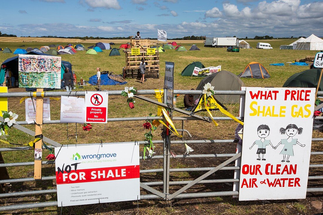 A protest camp against fracking