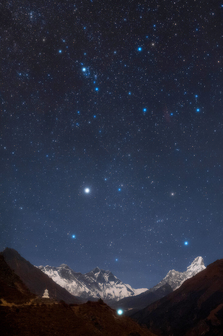 Night sky over the Himalayas