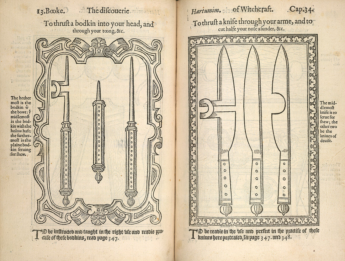 Witch torture devices,16th C manuscript