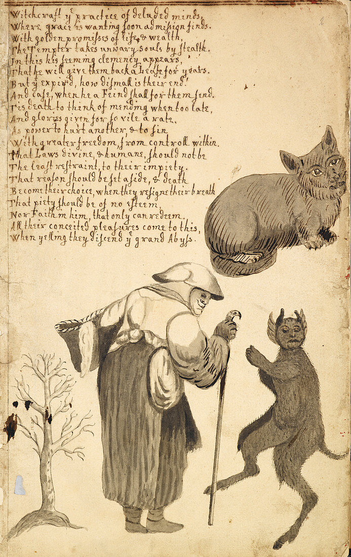 Witch and her cat,illustration