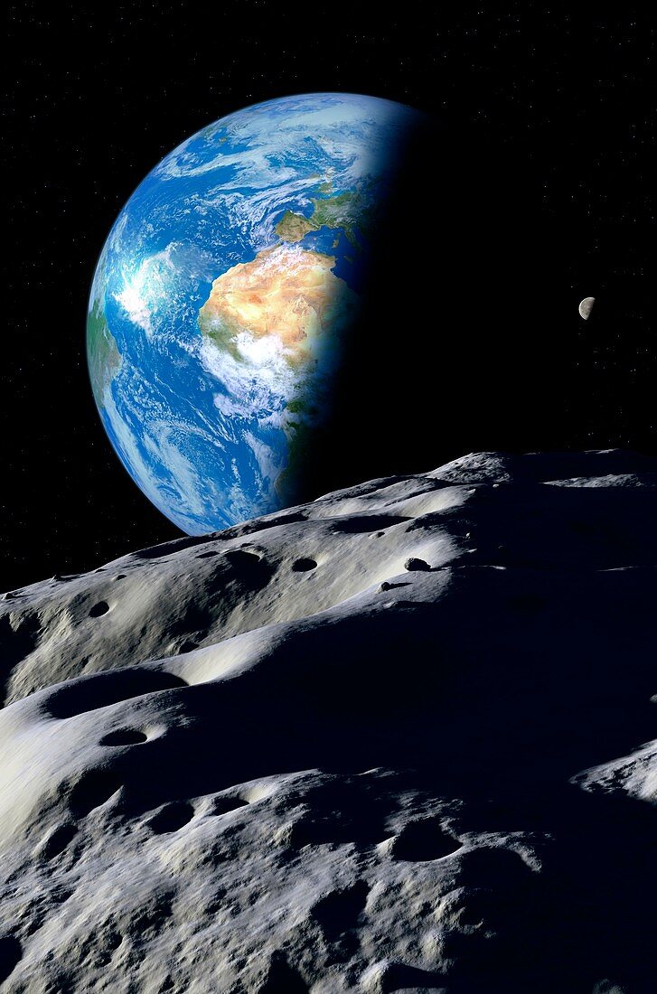 Earth and asteroid,illustration
