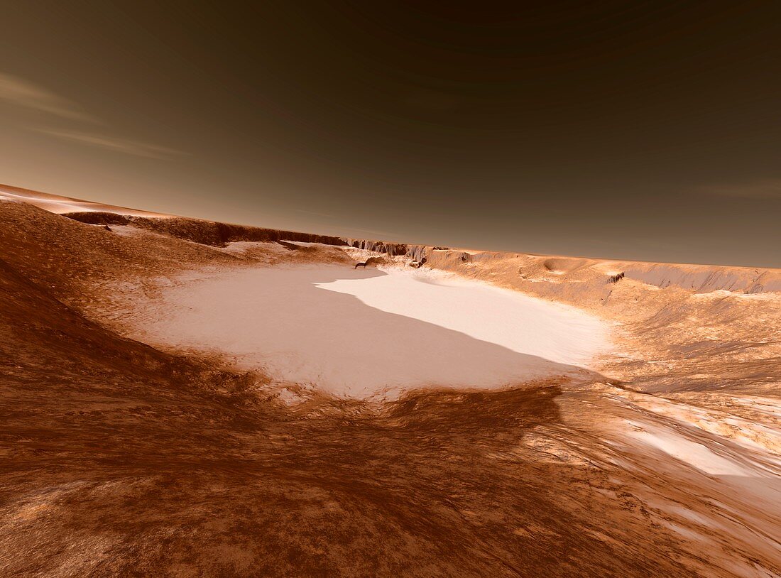 Impact crater on Mars,artwork