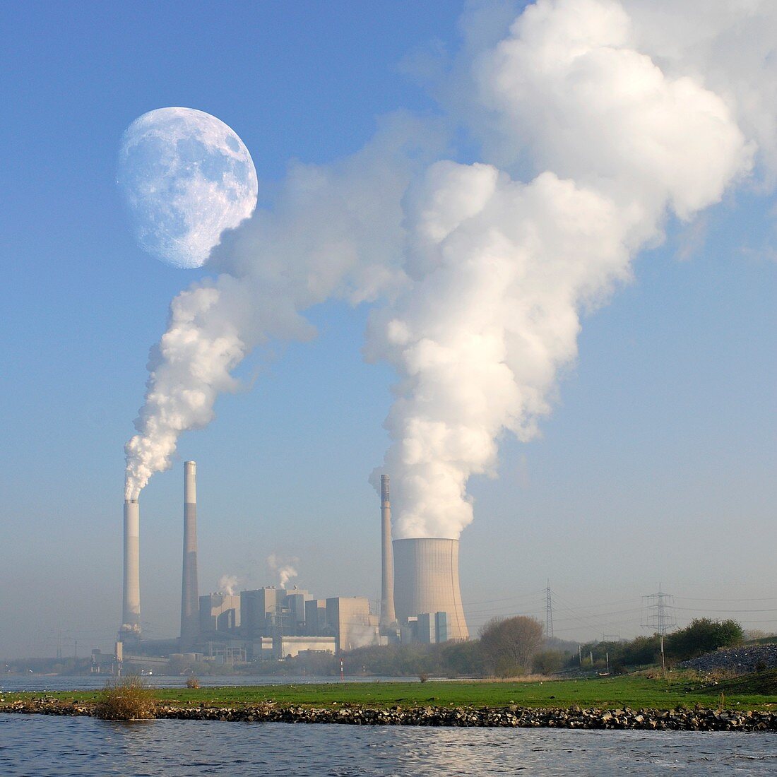 Moon over power station