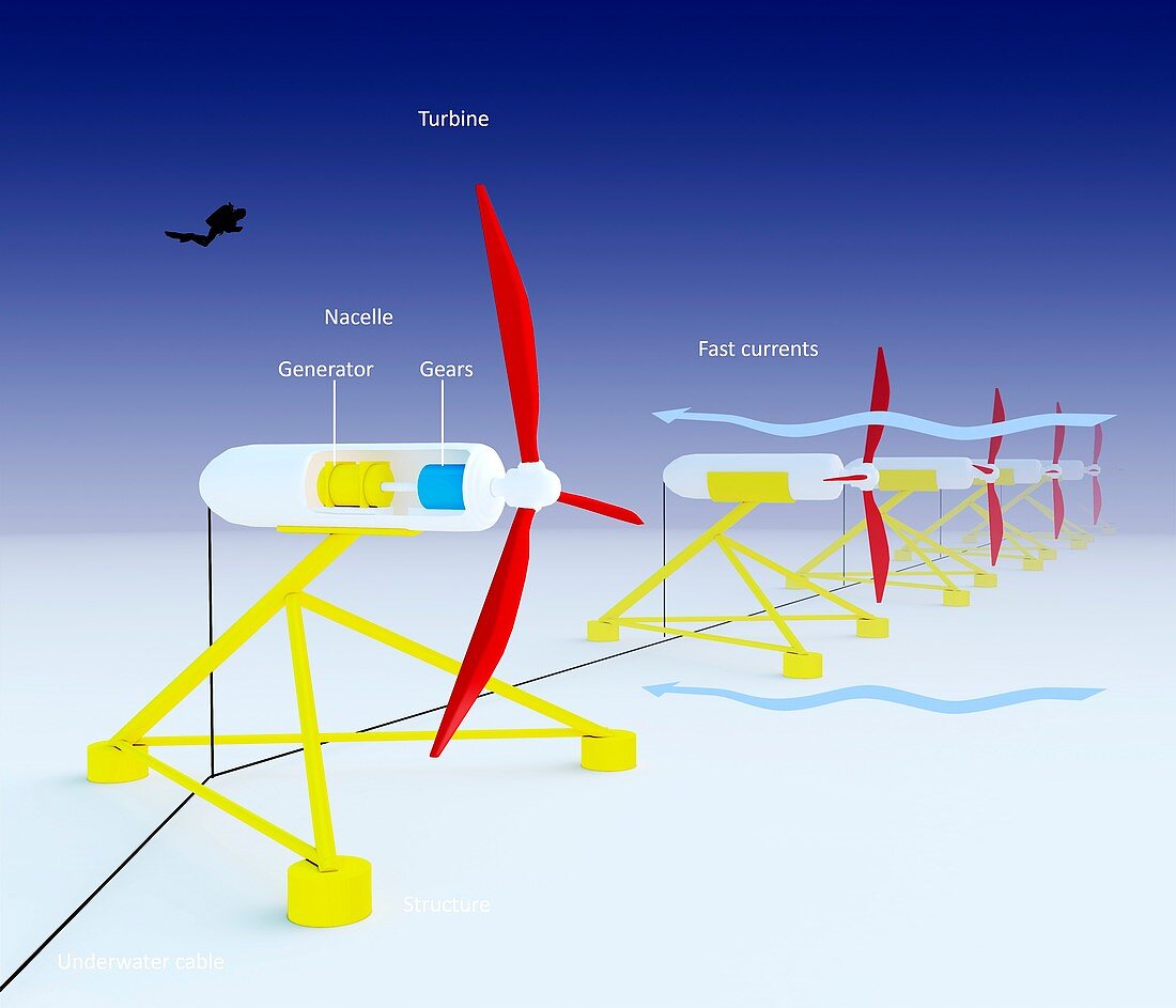 Tidal turbine energy,diagram