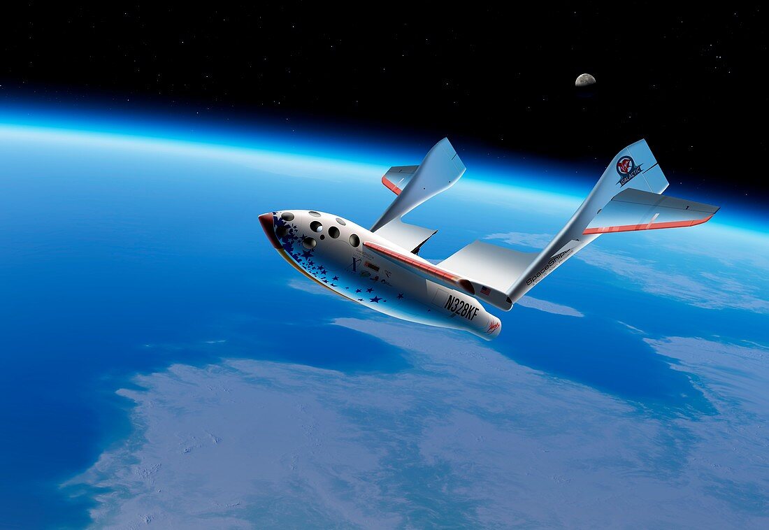SpaceShipOne in orbit,illustration