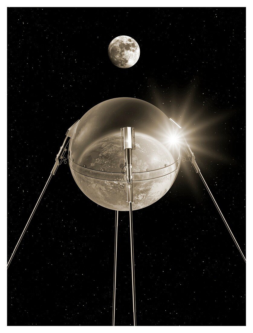 Sputnik 1 in orbit,illustration