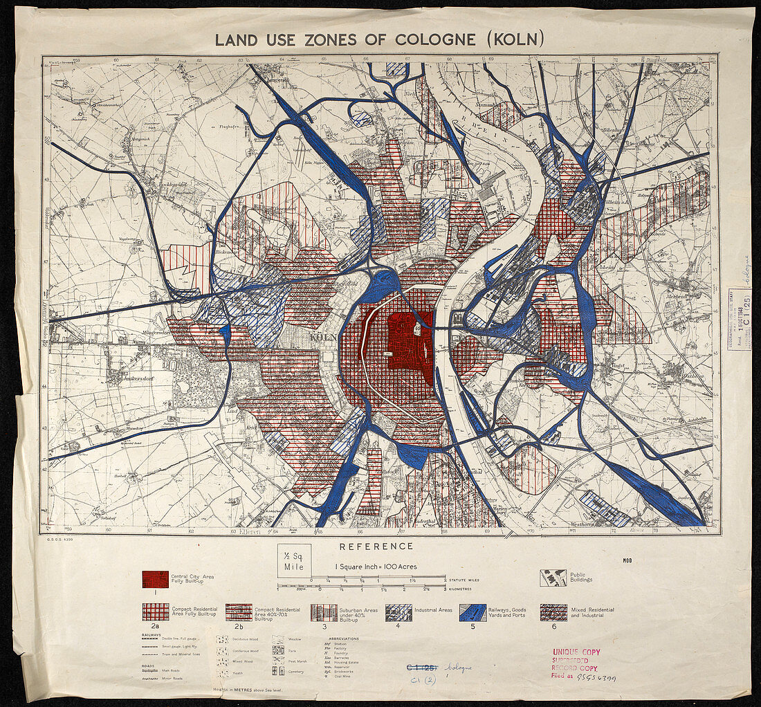 War map of Cologne,Germany