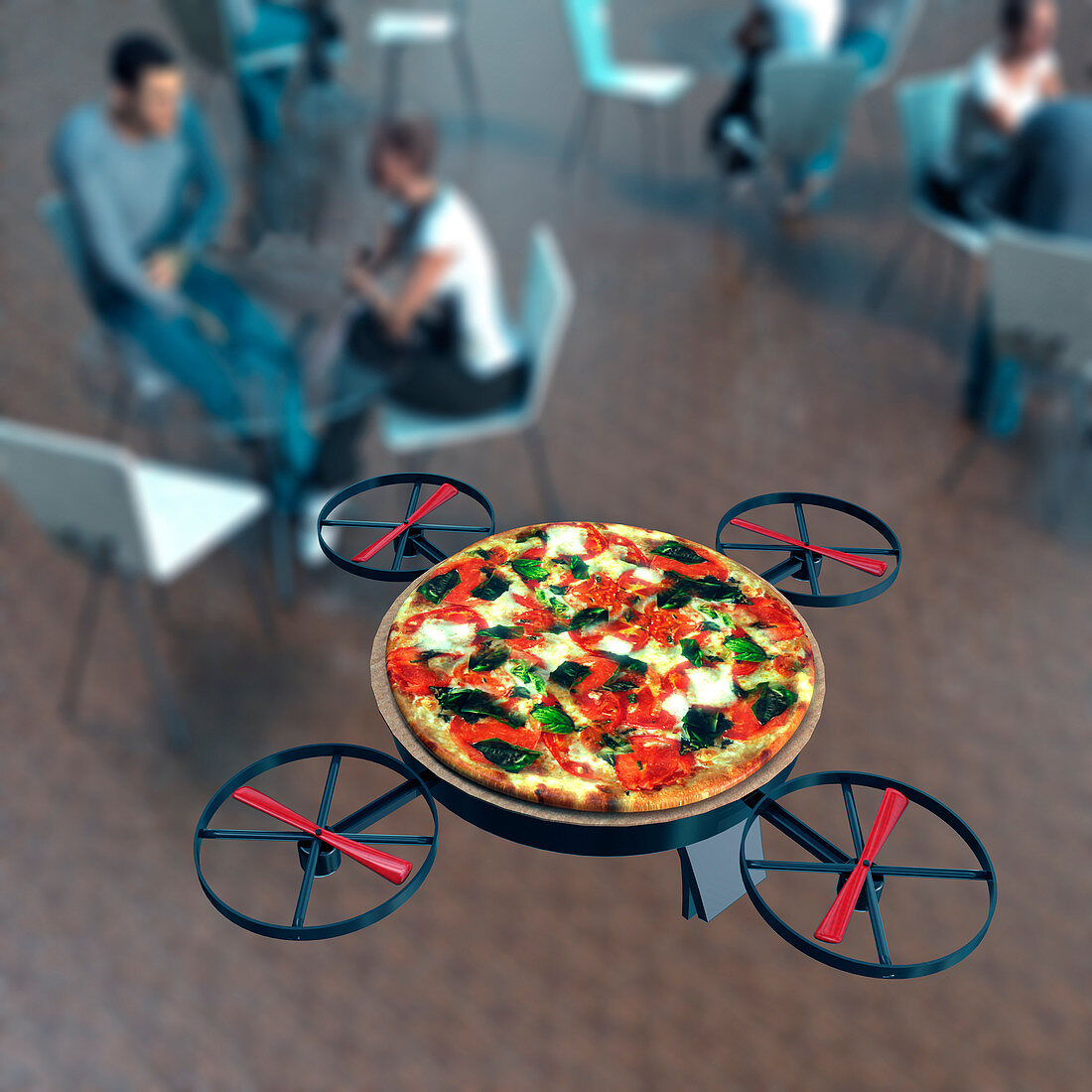Food delivery drone,conceptual image