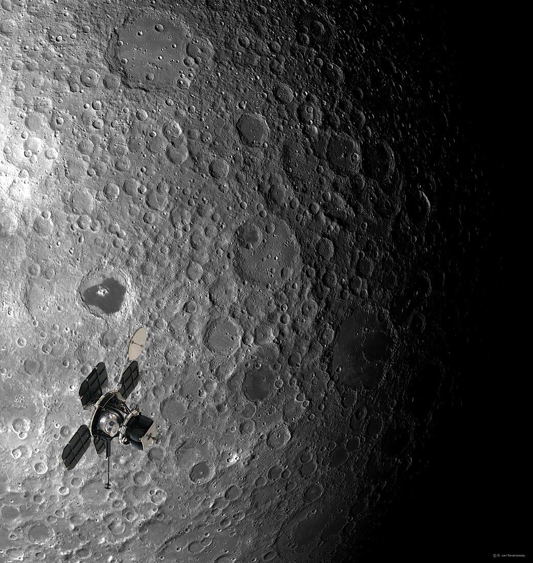 Lunar Orbiter over the Moon,illustration