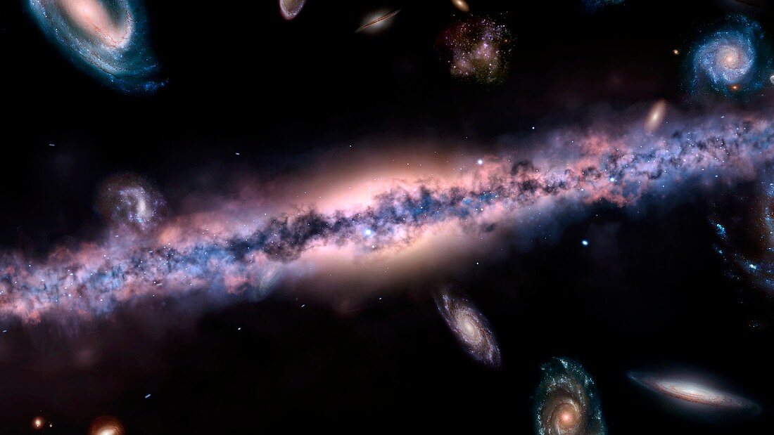 Milky Way and galaxies,illustration