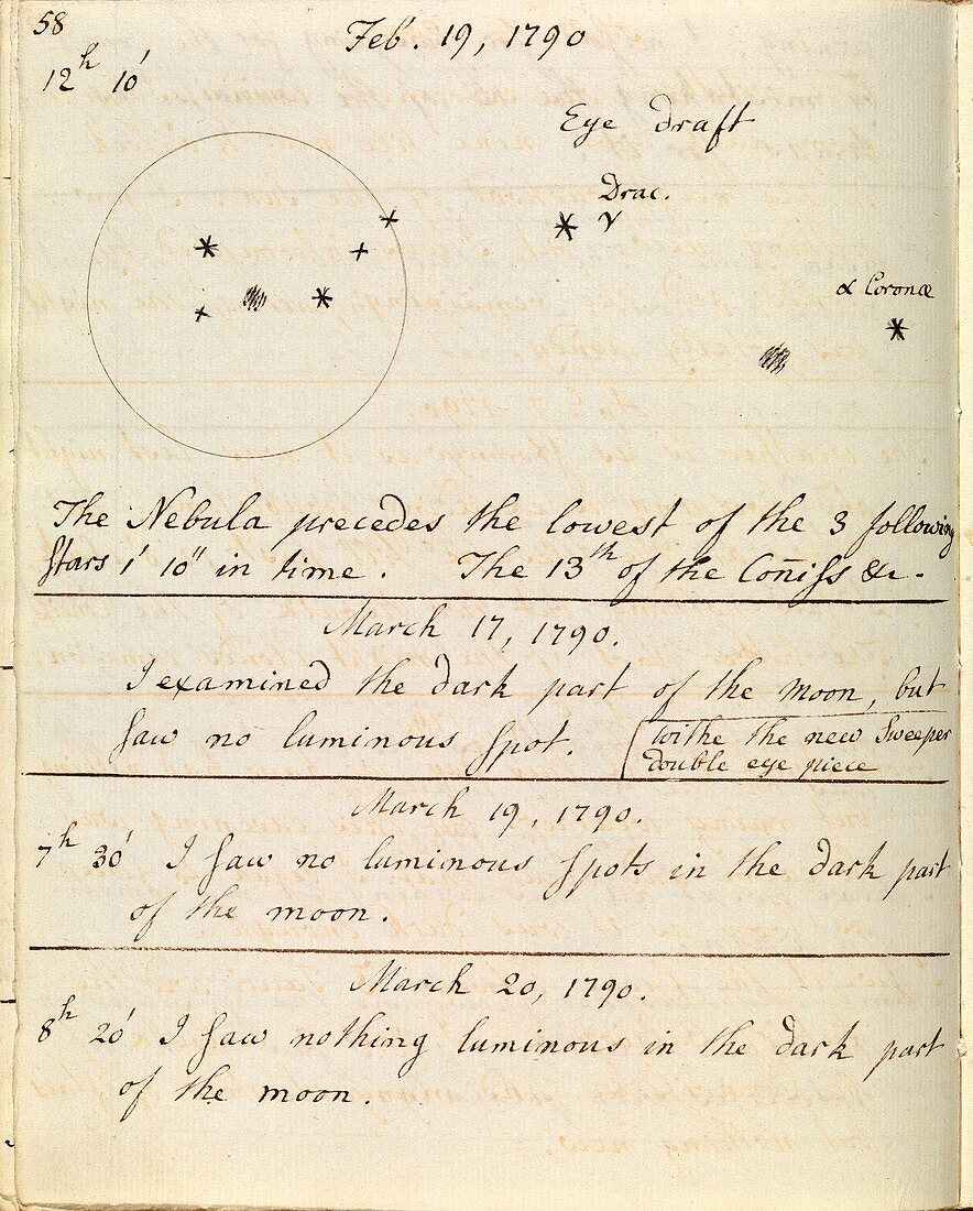 Caroline Herschel nebula discovery,1790