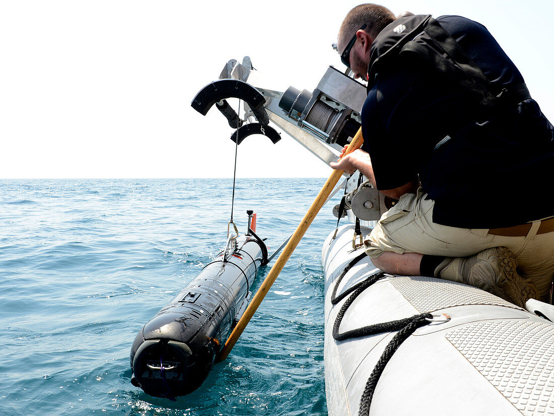 US Navy underwater mine clearance drone