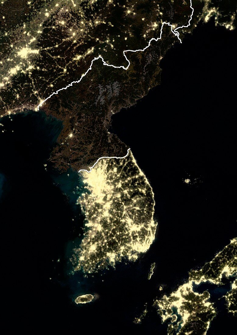 Korean Peninsula at night