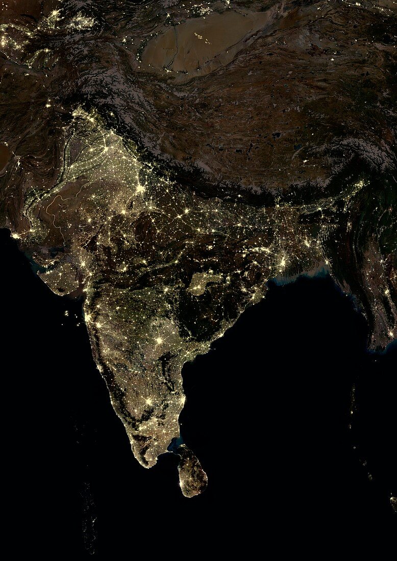 India at night,satellite image