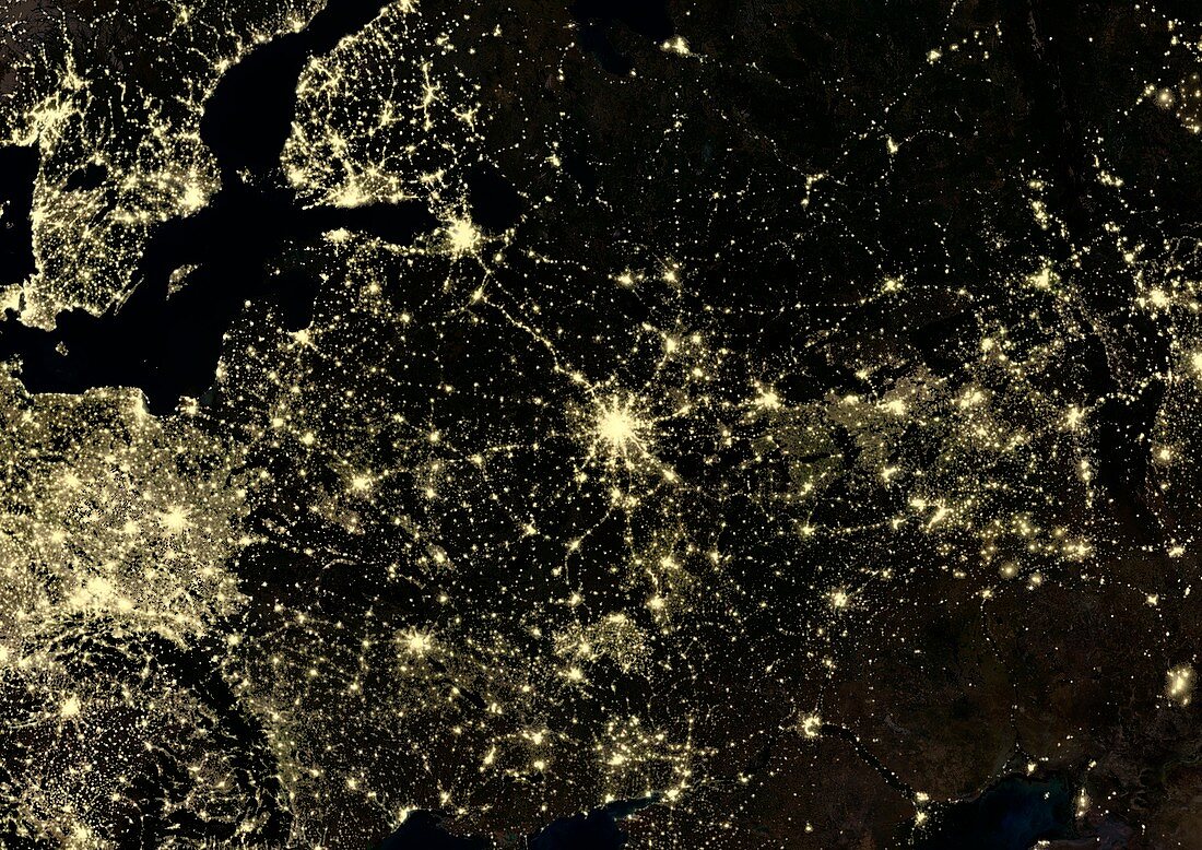 Moscow at night,satellite image