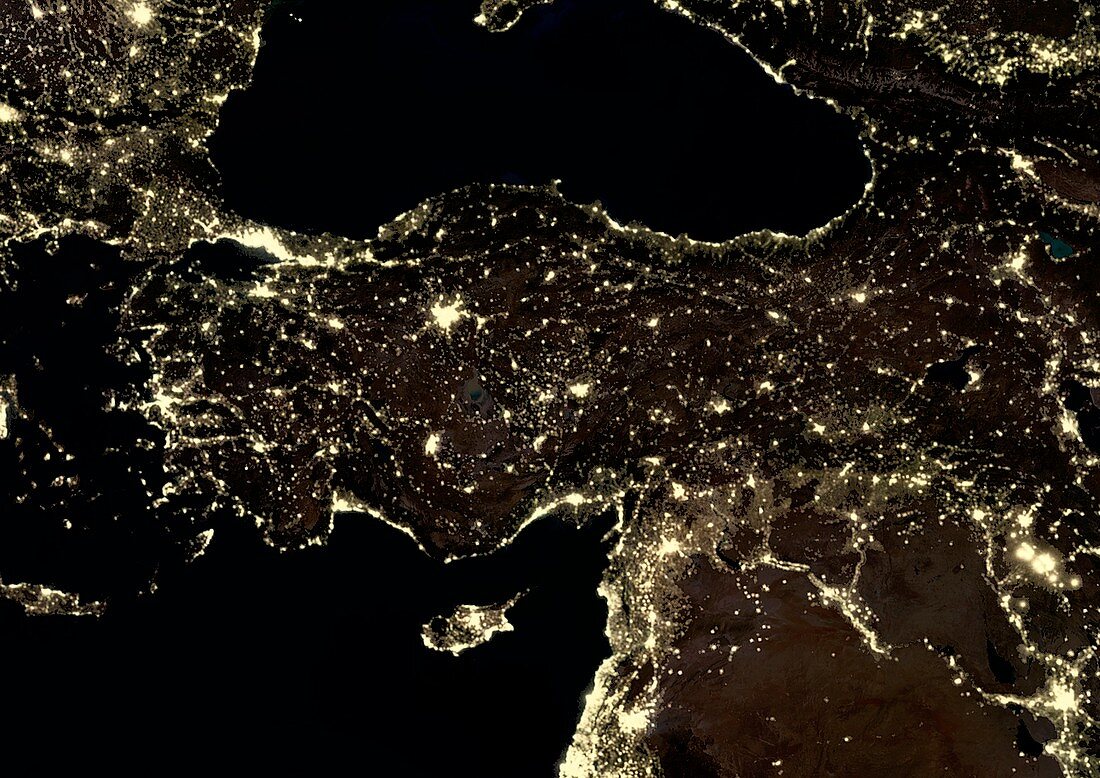 Turkey at night,satellite image