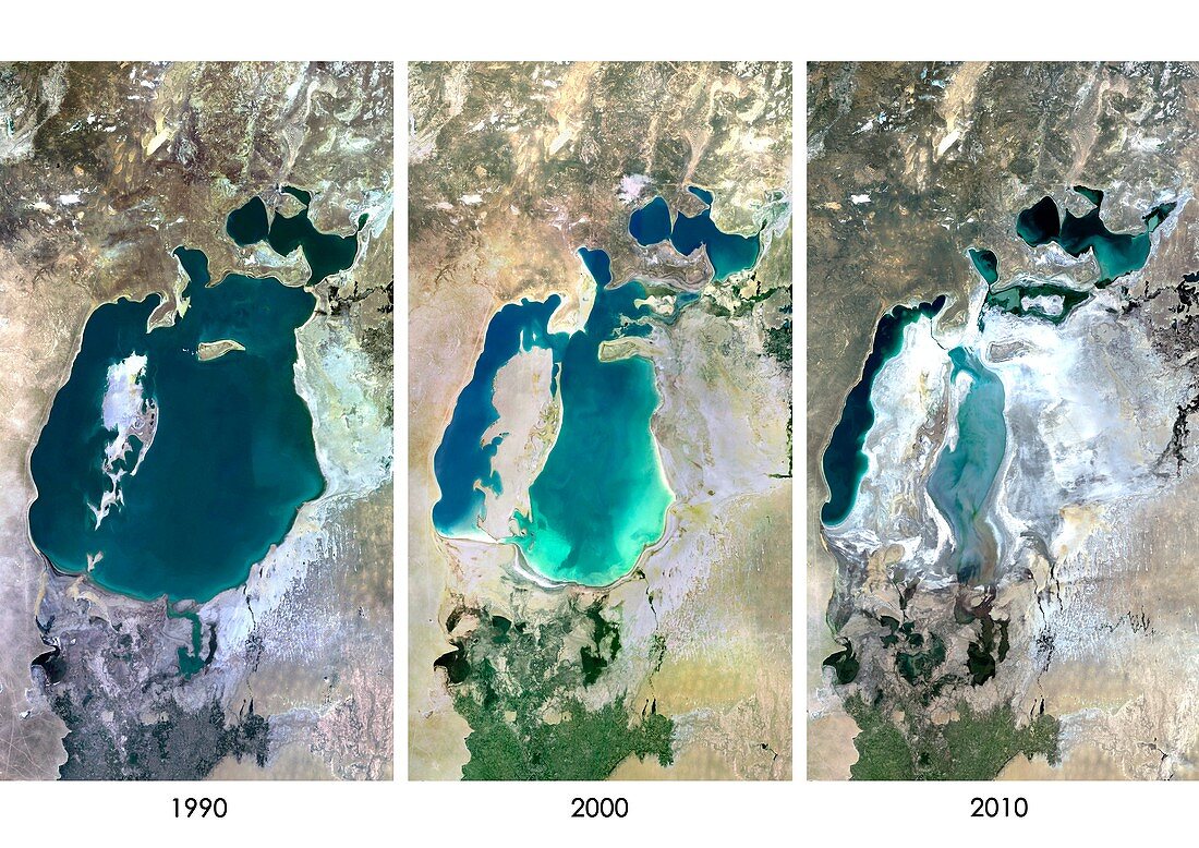Aral Sea in 1990,2000 and 2010