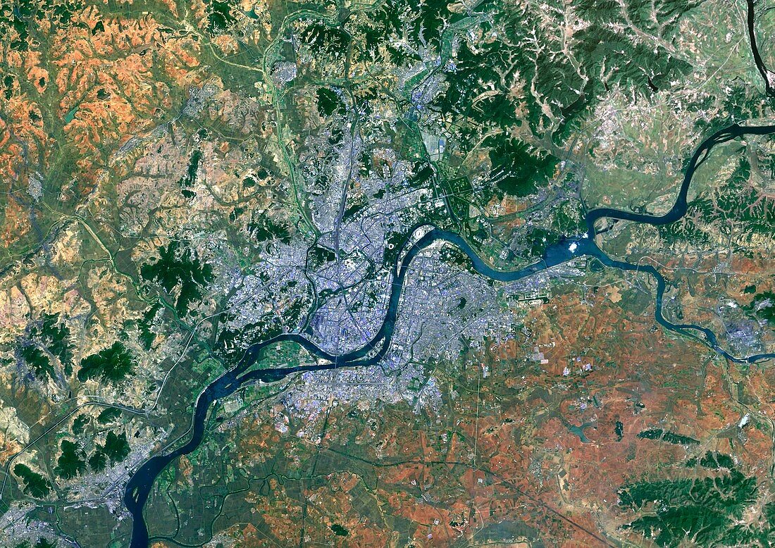 Pyongyang,North Korea,satellite image