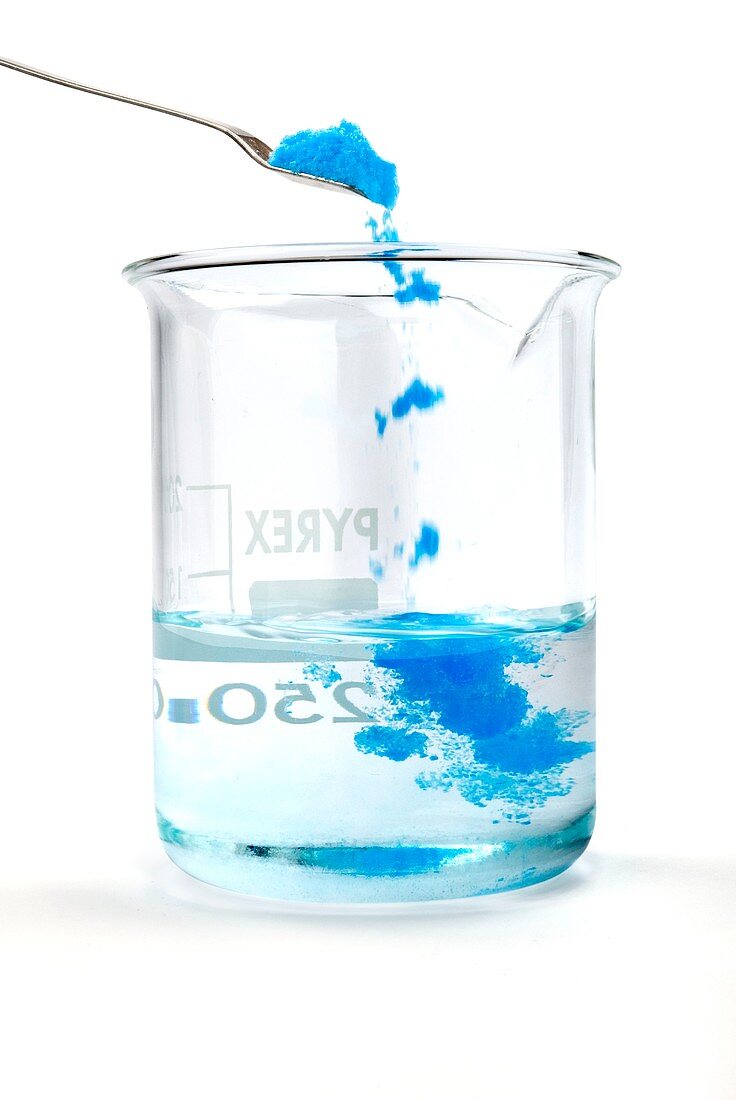 Copper sulphate dissolving in water