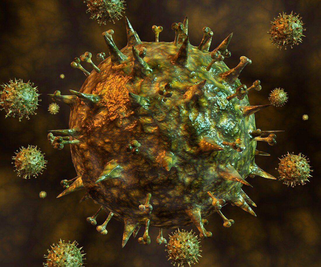 Influenza virus particle,illustration