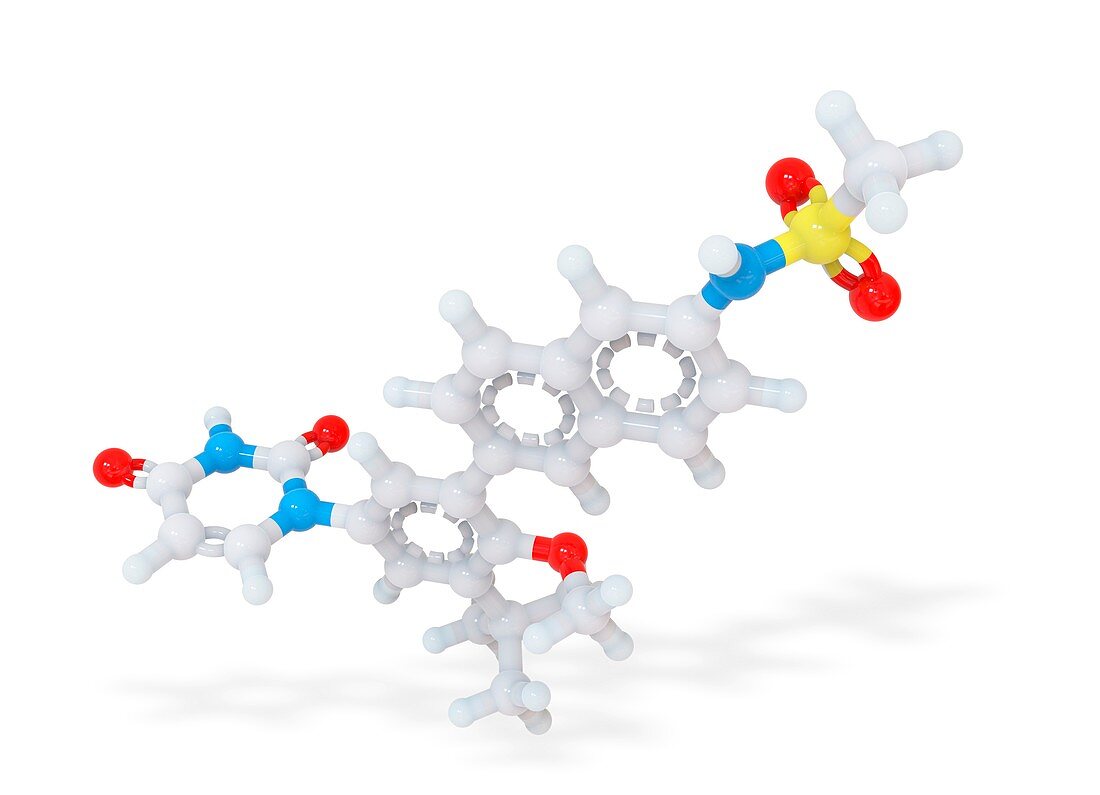 Dasabuvir drug molecule,illustration