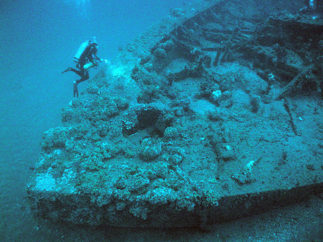 Diver at USS Monitor shipwreck