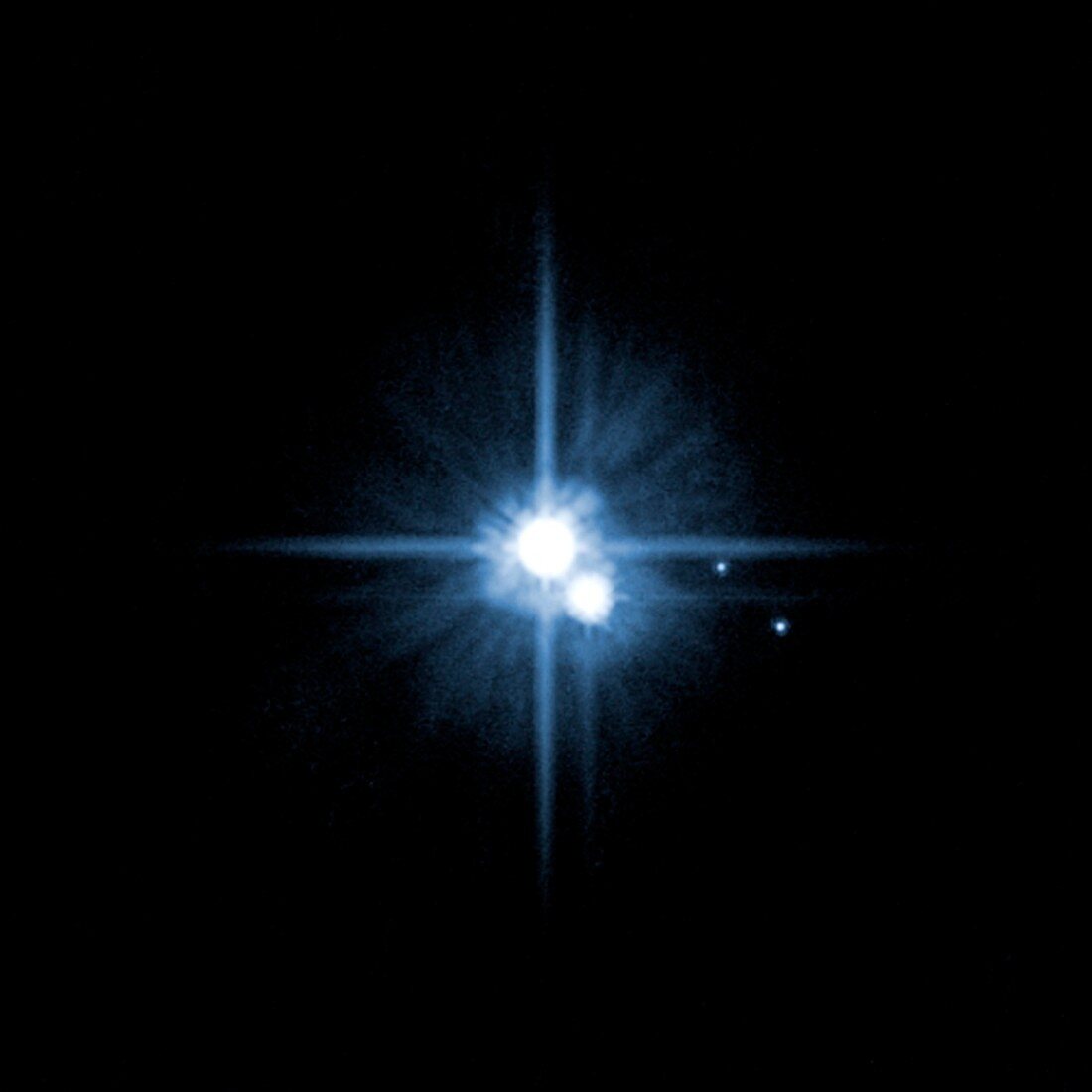 Pluto and its moons,Hubble image