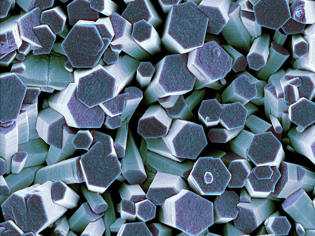 Zinc oxide crystals,SEM