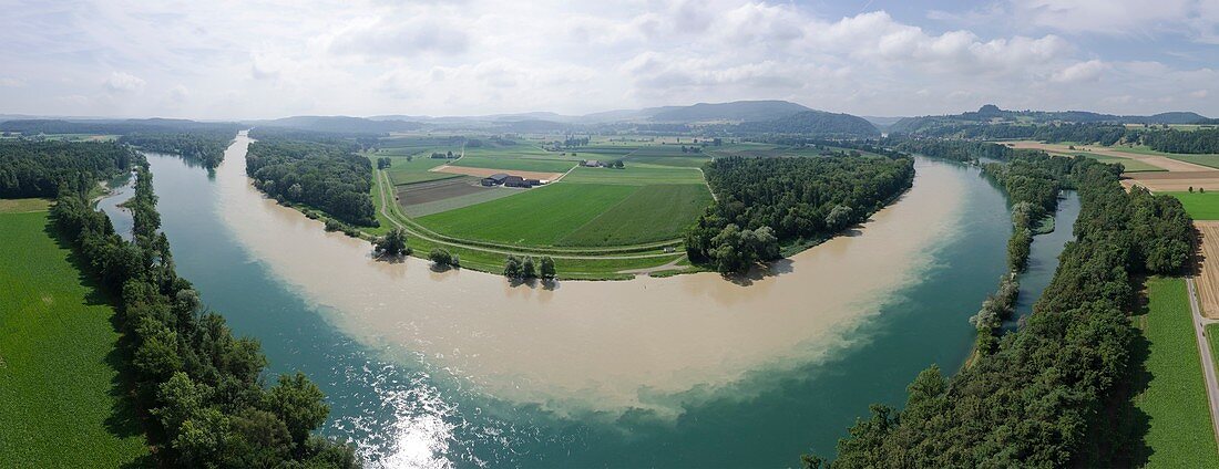 Muddy and clear rivers merging