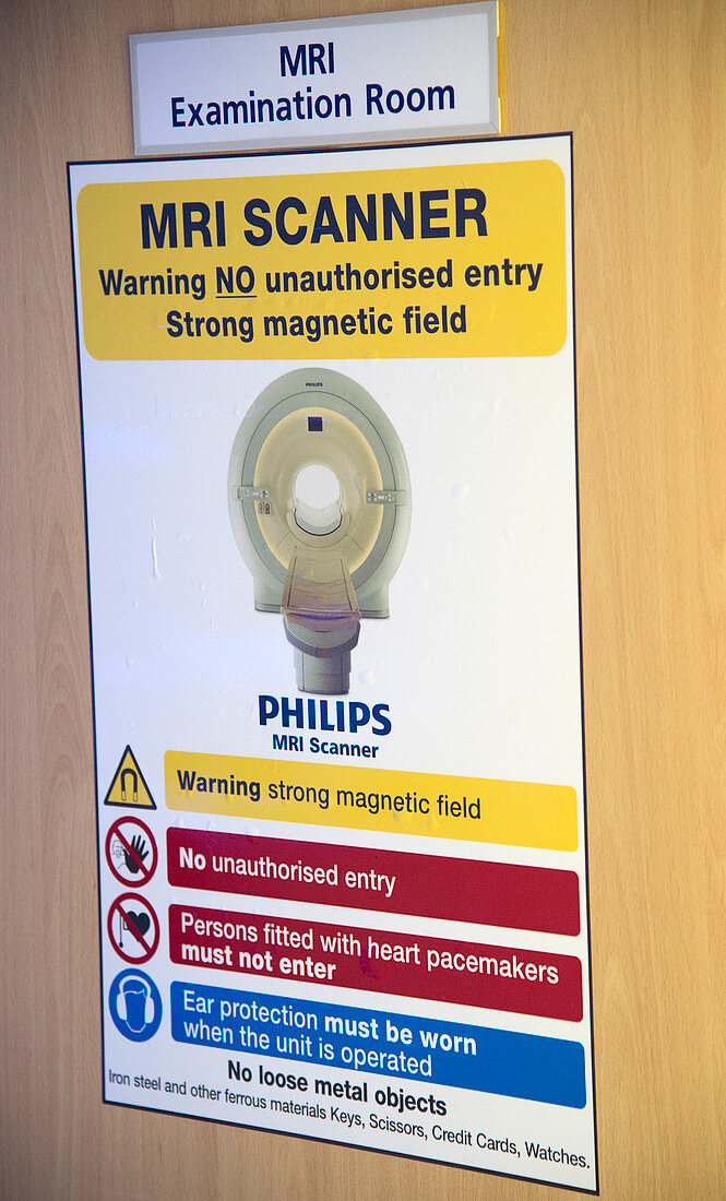MRI scanning room warning labels