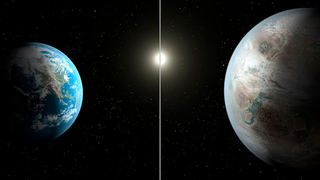 Earth and Kepler-452b,illustration