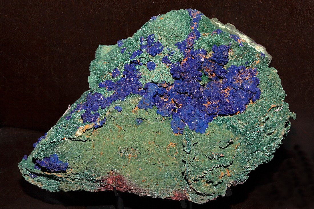 Azurite on Chrysocolla substrate