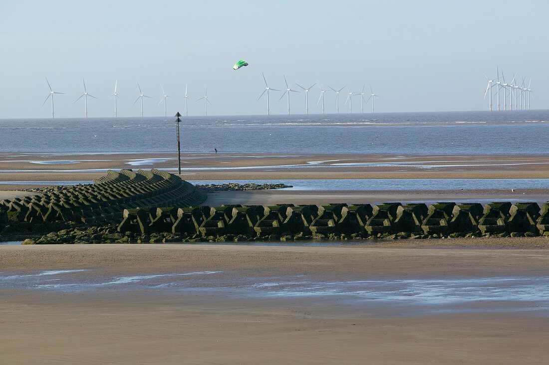 An off shore windfarm