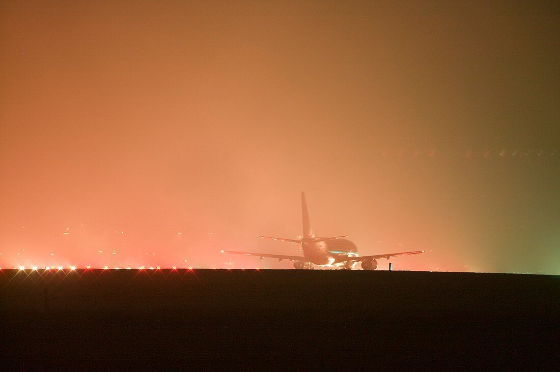 A plane on the runway