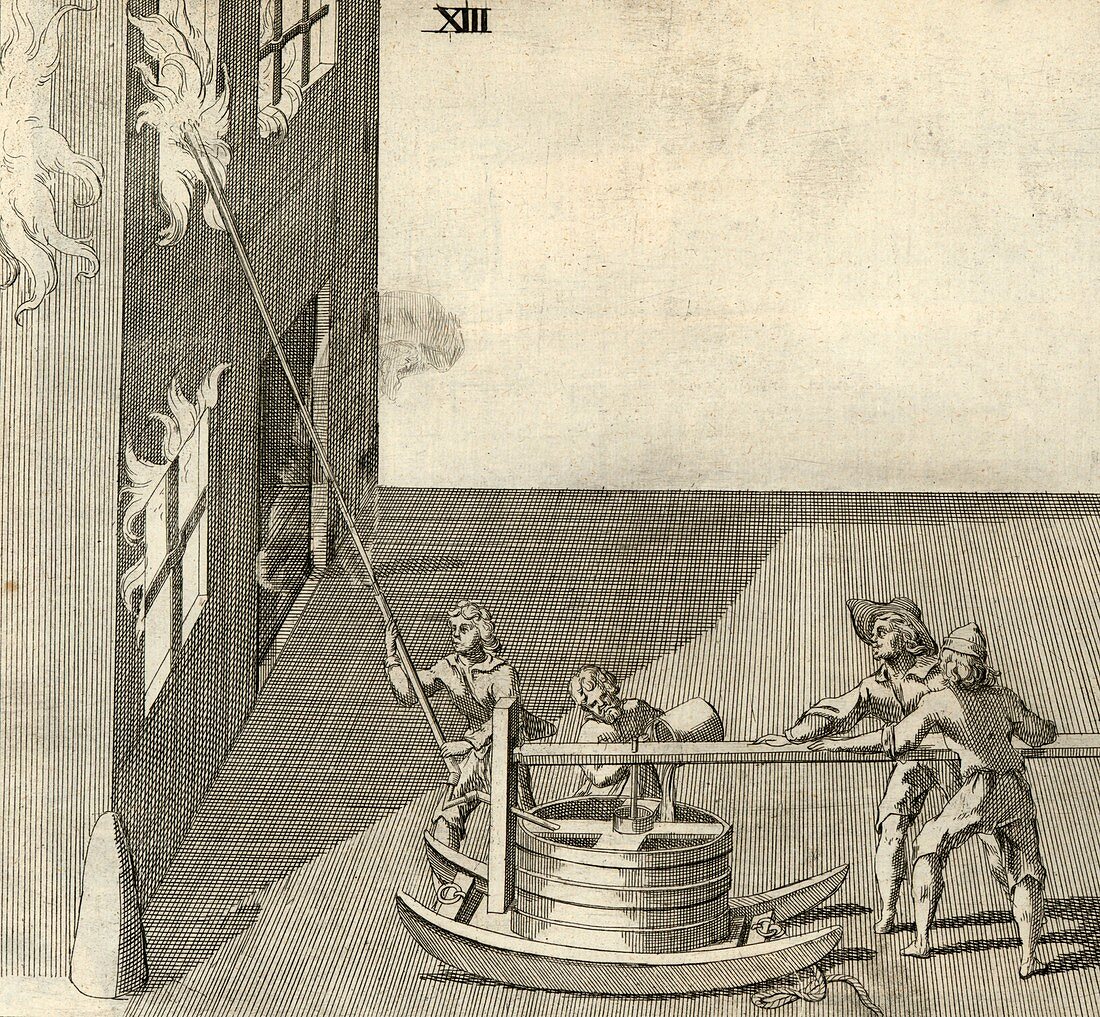 Fire fighting,17th century illustration