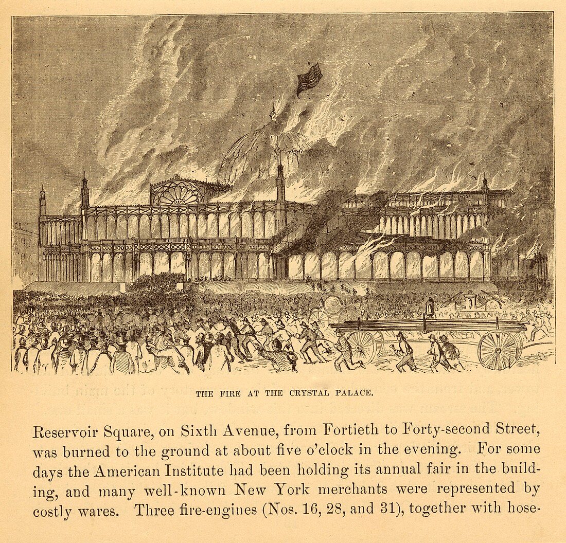 New York Crystal Palace on fire,1858