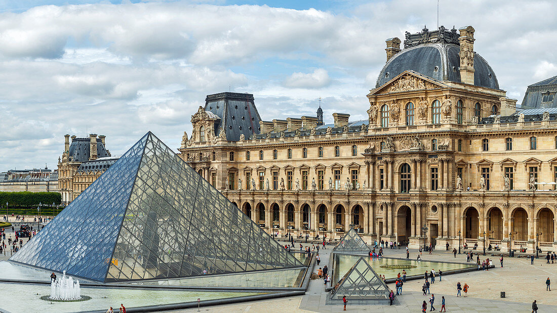 Louvre pyramids and buildings