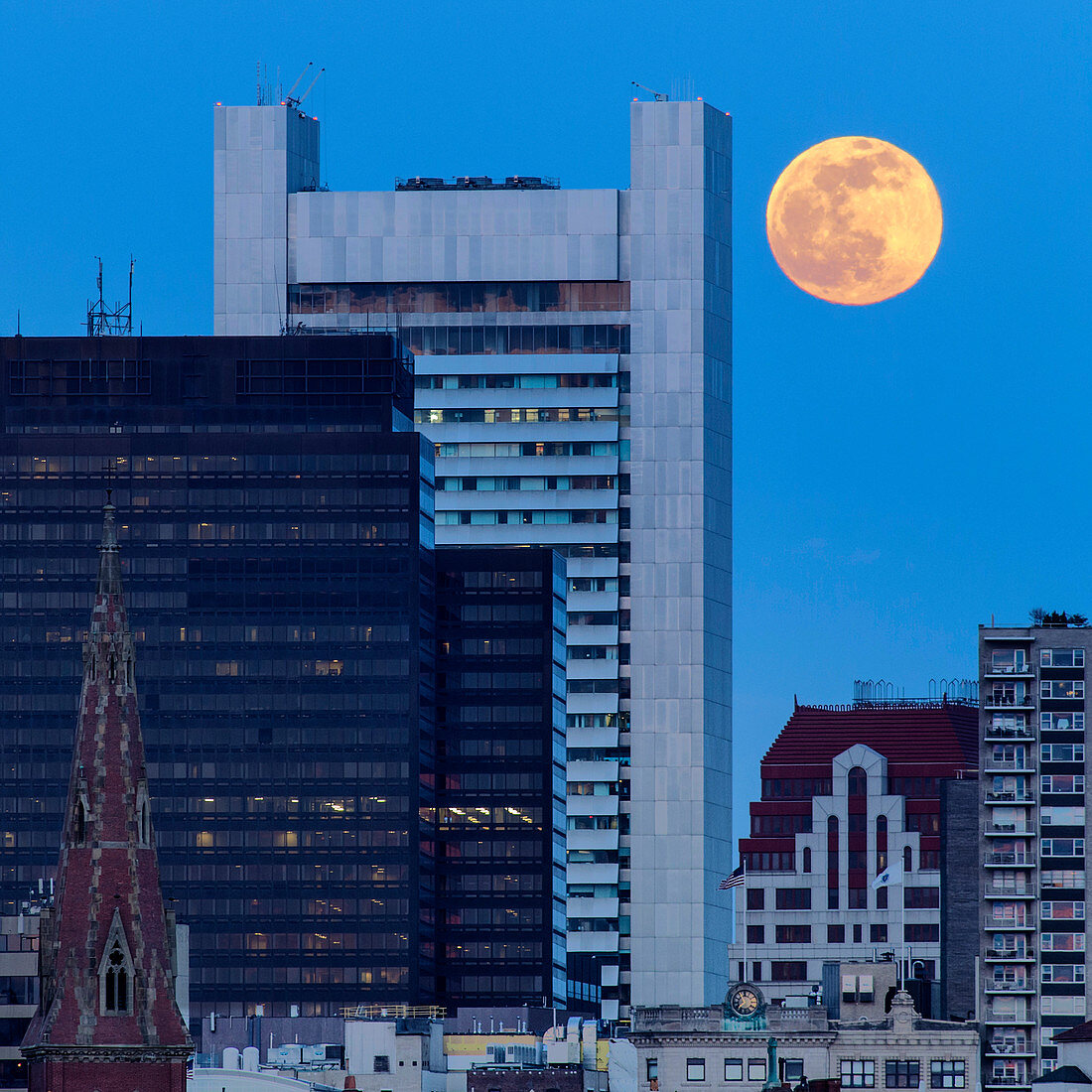 Full moon over Boston,USA